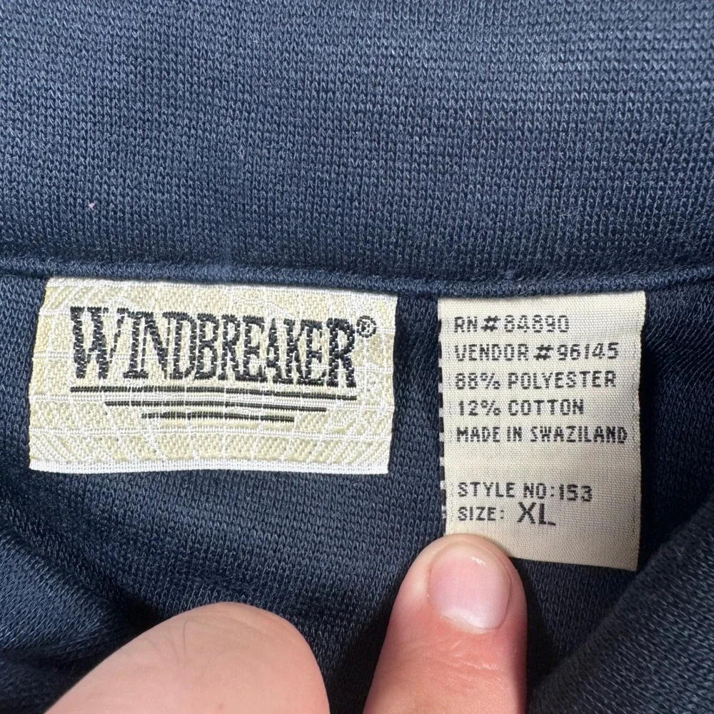Windbreaker Polo Sweatshirt Mens XL Navy Blue NWOT Vintage Long Sleeve 153